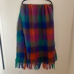 Multicolor Plaid Women's Blanket Fringe Scarf